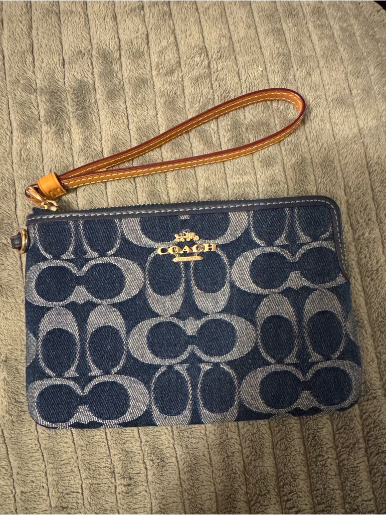 Coach Signature Denim Wristlet